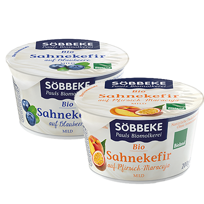 Söbbeke Bio Sahnekefir auf Blaubeere/auf Pfirsich-Maracuja
