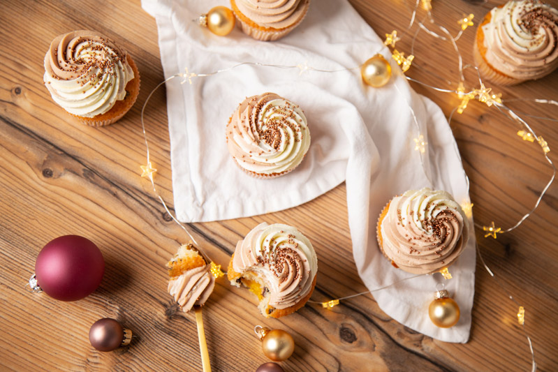 Sallys Rezept: Kinderriegel Cupcakes mit Orangenmarzipan
