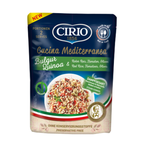 CIRIO Cucina Mediterranea Bulgur & Quinoa mit rotem Reis, Tomaten und Oliven