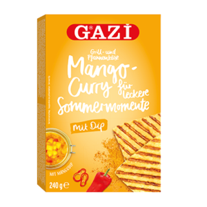 GAZi Grill- und Pfännenkäse in der Sorte Curry-Mango